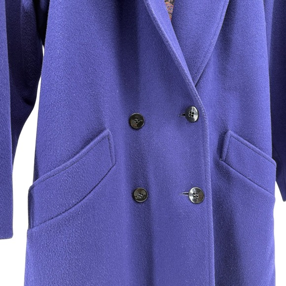 Vintage Braefair Purple Wool Coat Size 11/12 Long Double Breasted Paisley USA - Picture 4 of 14